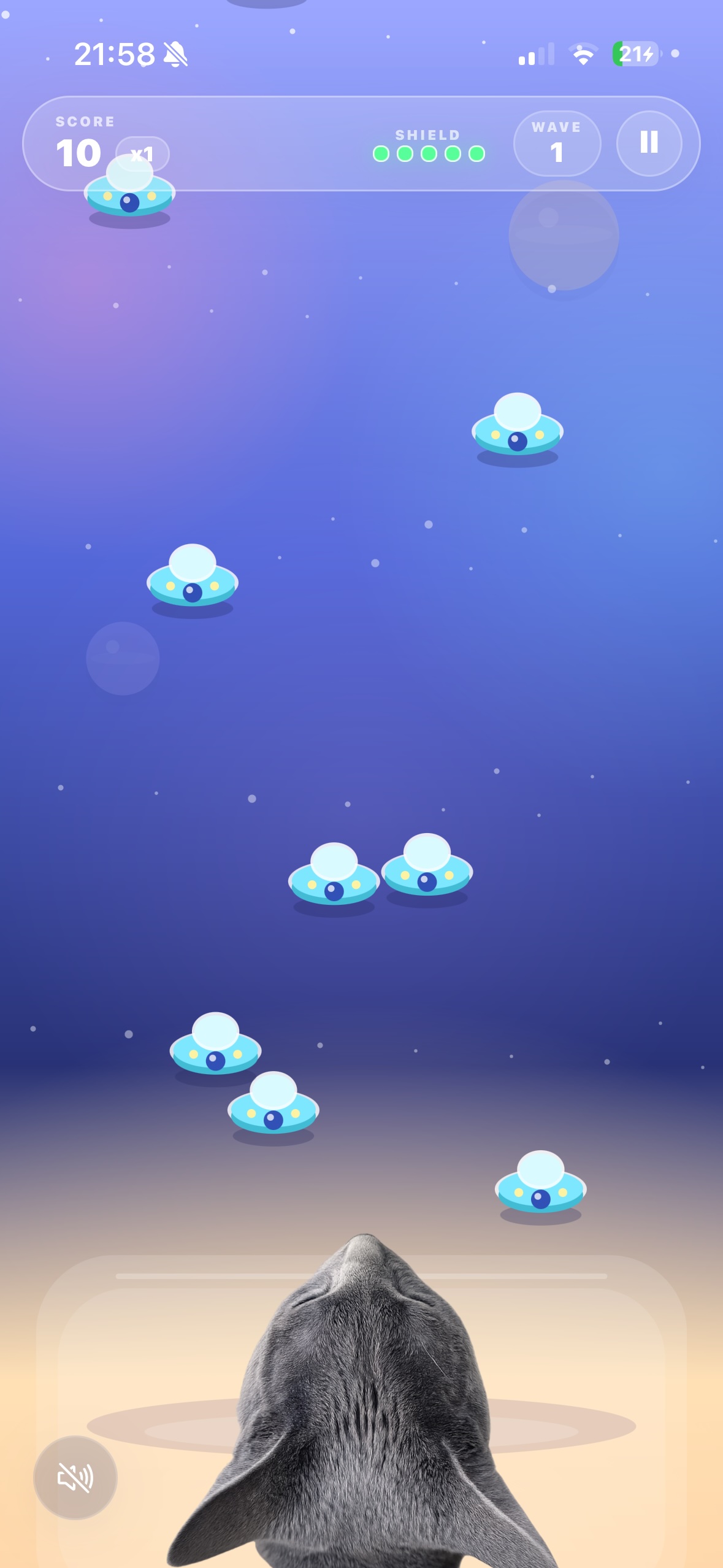 Gameplay with UFO waves